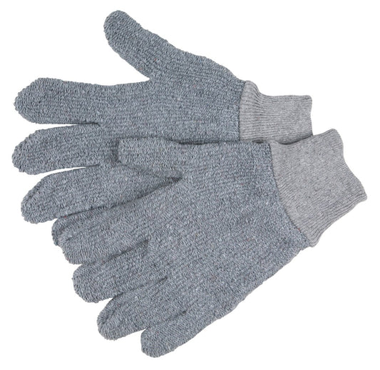 MCR Safety 9422KM Gray Terrycloth Work Gloves 22-Ounce Regular Weight Loop-Out Fabric Seamless and Reversible Comfortable Knit Wrist Size Small (1 DZ)