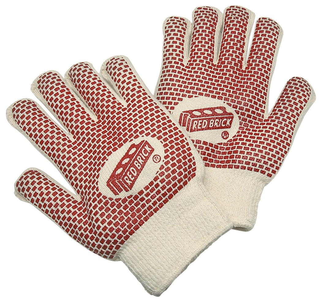 MCR Safety 9460K Red Brick® Terrycloth Work Gloves Heavyweight 2-Ply Construction Loop-in Terrycloth Nitrile Blocks on Both Sides Heat-Resistant Gloves (1 DZ)