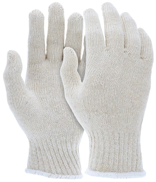 MCR Safety 9500M String Knit Work Gloves 7 Gauge Regular Weight White Cotton Polyester Hemmed Cuff (1 DZ)