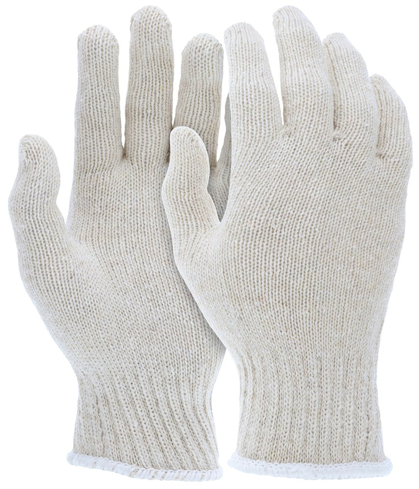 MCR Safety 9500XSM String Knit Work Gloves 7 Gauge Regular Weight Natural Cotton Polyester Fabric Hemmed Cuff (1 DZ)