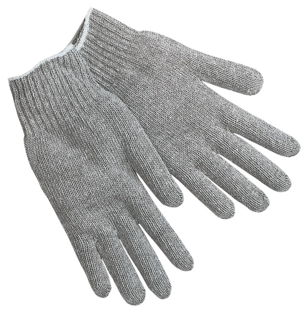 MCR Safety 9611LM String Knit Work Gloves 10 Gauge Regular Weight Gray Cotton Polyester Hemmed Cuff (1 DZ)