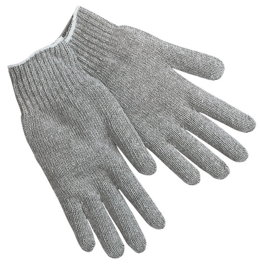 MCR Safety 9637M String Knit Work Gloves 7 Gauge Regular Weight Gray Cotton Polyester Hemmed Cuff (1 DZ)