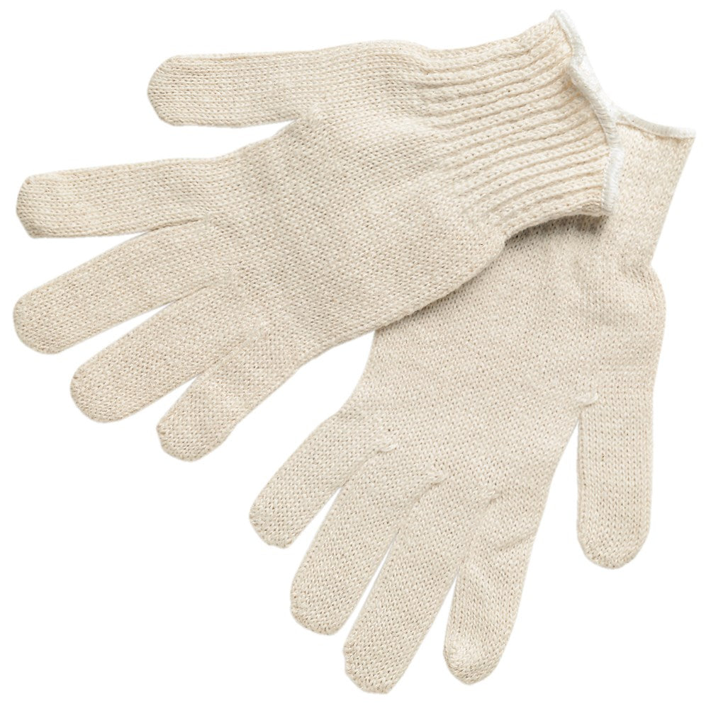 MCR Safety 9638L String Knit Work Gloves 7 Gauge Regular Weight Natural Cotton Polyester Hemmed Cuff (1 DZ)