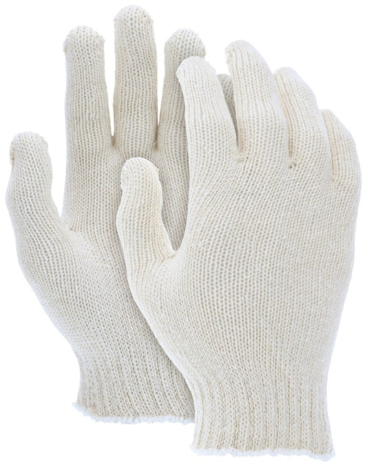 MCR Safety 9638M String Knit Work Gloves 7 Gauge Regular Weight Natural Cotton Polyester Hemmed Cuff (1 DZ)