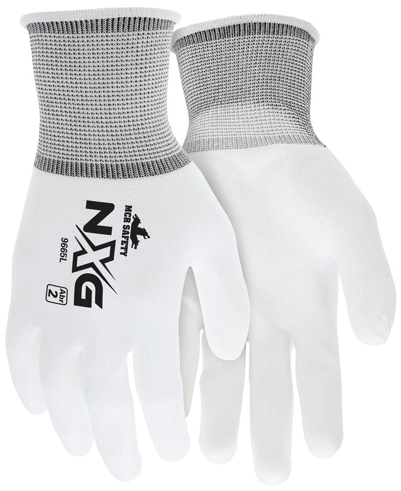 MCR Safety 9665M MCR Safety NXG® Work Gloves 13 Gauge White Nylon Shell White Polyurethane (PU) Palm and Fingertips (1 DZ)