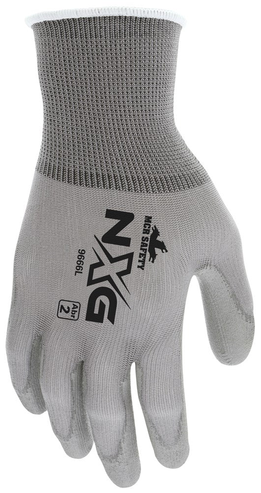 MCR Safety 9666S MCR Safety NXG® Work Gloves 13 Gauge Gray Nylon Shell Gray Polyurethane (PU) Palm and Fingertips (1 DZ)