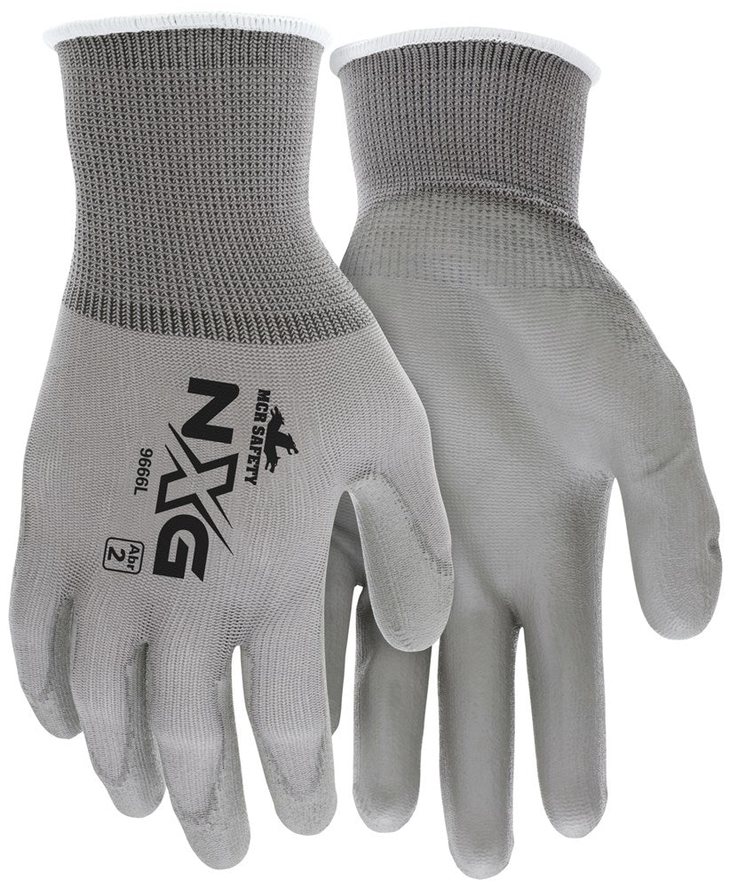 MCR Safety 9666XL MCR Safety NXG® Work Gloves 13 Gauge Gray Nylon Shell Gray Polyurethane (PU) Palm and Fingertips (1 DZ)