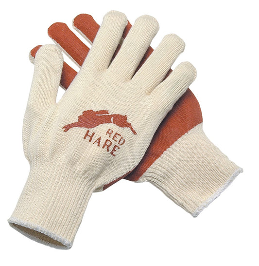 MCR Safety 9670L MCR Safety Red Hare  Cotton String Knit Work Gloves 10 Gauge 100% Natural Cotton Shell Red Nitrile Coated Palm (1 DZ)