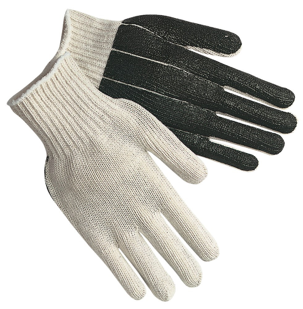 MCR Safety 9670SM Cotton String Knit Work Gloves 7 Gauge Regular Weight String Knit Cotton Polyester Blended Fabric Black PVC Coated One Side (1 DZ)