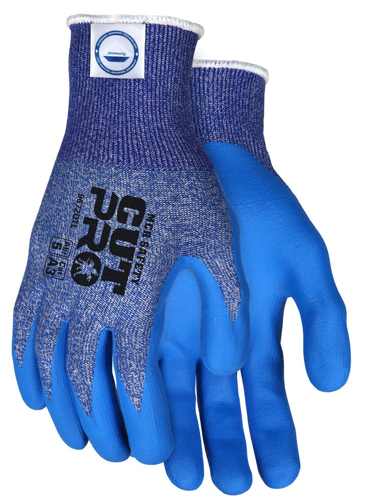 MCR Safety 9672DTM MCR Safety Cut Pro® 13-Gauge Dyneema® Diamond Technology Shell Cut Resistant Work Gloves  Bi-Polymer Coated Palm and Fingertips (1 Pair)
