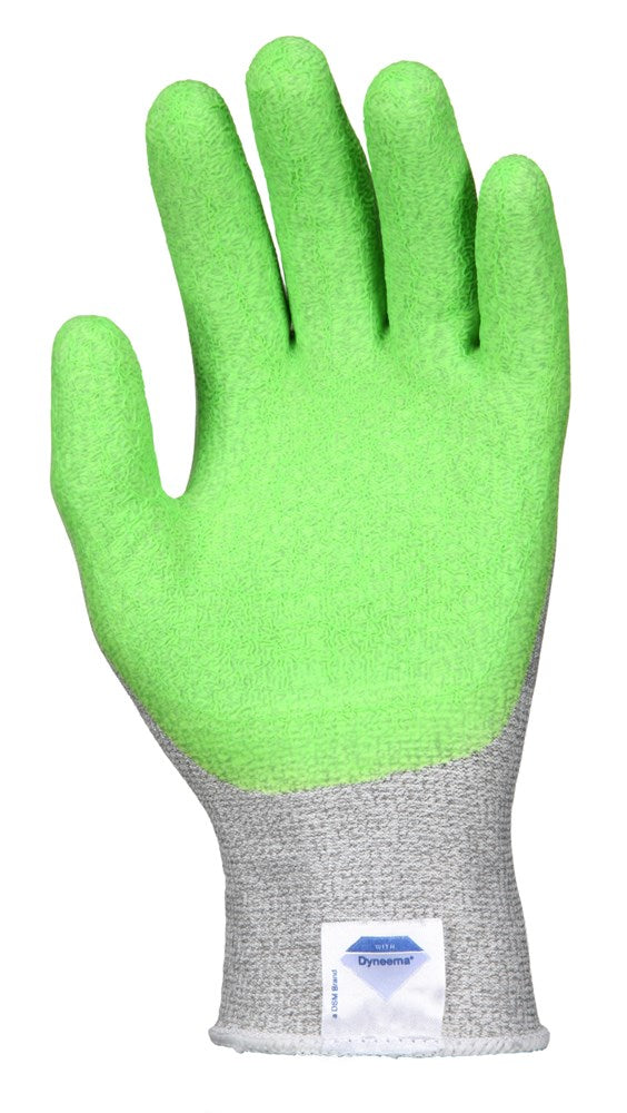 MCR Safety 9672HVGM MCR Safety Cut Pro® 13-Gauge Dyneema® Diamond Technology Shell Cut Resistant Work Gloves  Hi-Vis Green Latex Coated Palm and Fingertips (1 Pair)