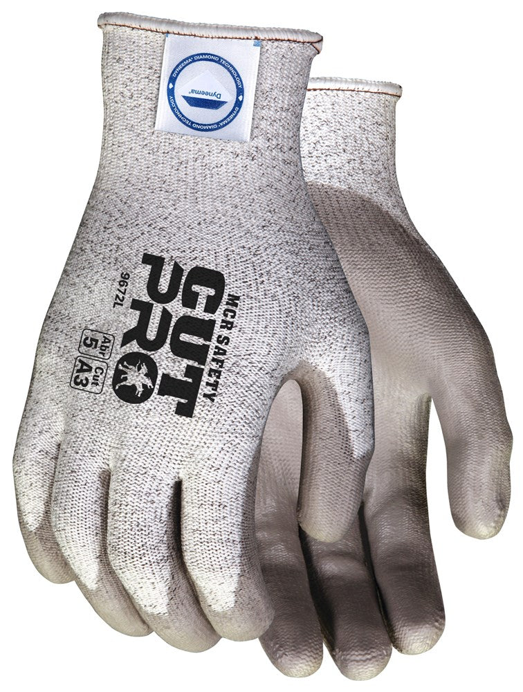 MCR Safety 9672XL MCR Safety Cut Pro® 13-Gauge Dyneema® Diamond Technology Shell Cut Resistant Work Gloves Polyurethane (PU) Coated Palm and Fingertips (1 DZ)