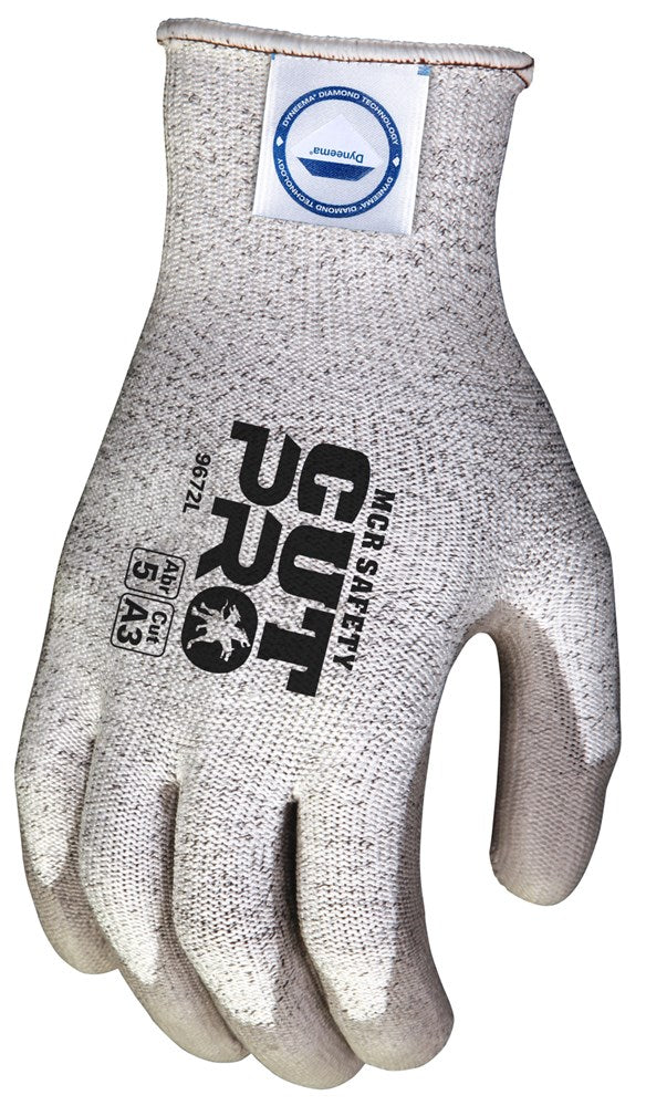 MCR Safety 9672XL MCR Safety Cut Pro® 13-Gauge Dyneema® Diamond Technology Shell Cut Resistant Work Gloves Polyurethane (PU) Coated Palm and Fingertips (1 DZ)