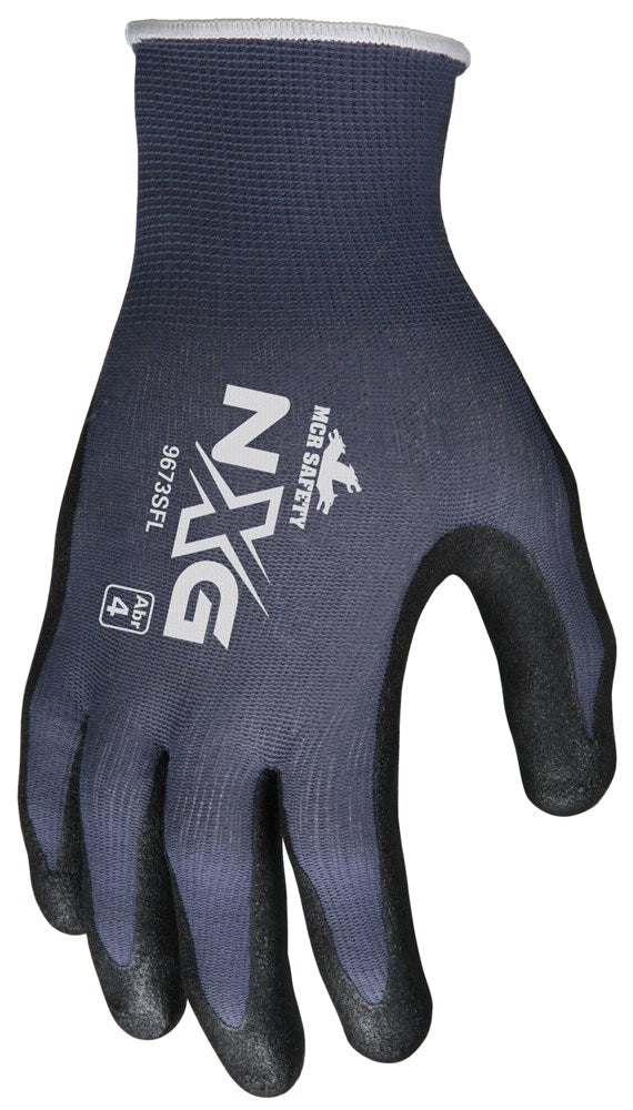 MCR Safety 9673SFS MCR Safety NXG® Work Gloves 13 Gauge Nylon Shell Sandy Nitrile Foam Coated Palm and Fingertips (1 DZ)