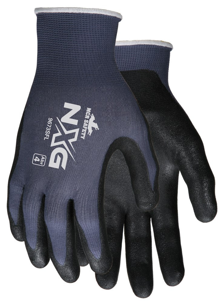 MCR Safety 9673SFXL MCR Safety NXG® Work Gloves 13 Gauge Nylon Shell Sandy Nitrile Foam Coated Palm and Fingertips (1 DZ)