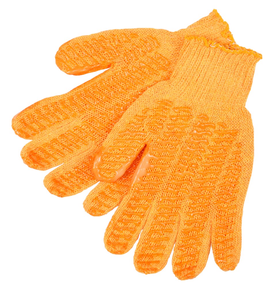 MCR Safety 9675M Honey Grip® Work Gloves Orange Acrylic/Polyester String Knit PVC Honeycomb Criss-Cross Grip (1 DZ)