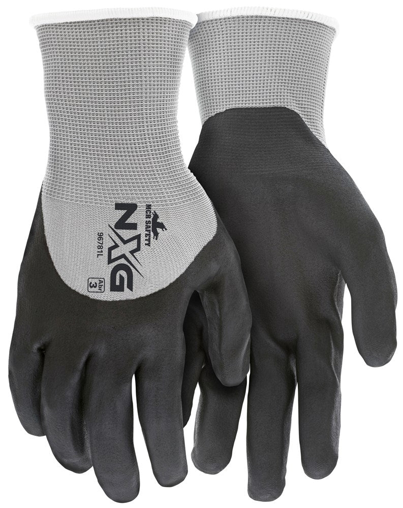 MCR Safety 96781L MCR Safety NXG® Work Gloves 13 Gauge Nylon Shell Black Nitrile Coated Palm Coated Fingers and Over the Knuckle (1 DZ)