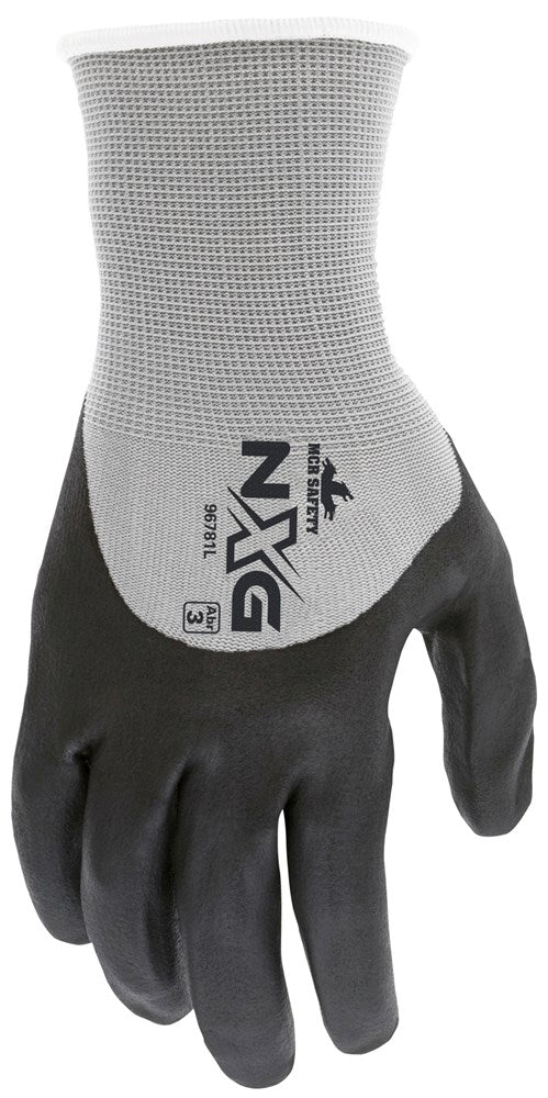 MCR Safety 96781L MCR Safety NXG® Work Gloves 13 Gauge Nylon Shell Black Nitrile Coated Palm Coated Fingers and Over the Knuckle (1 DZ)