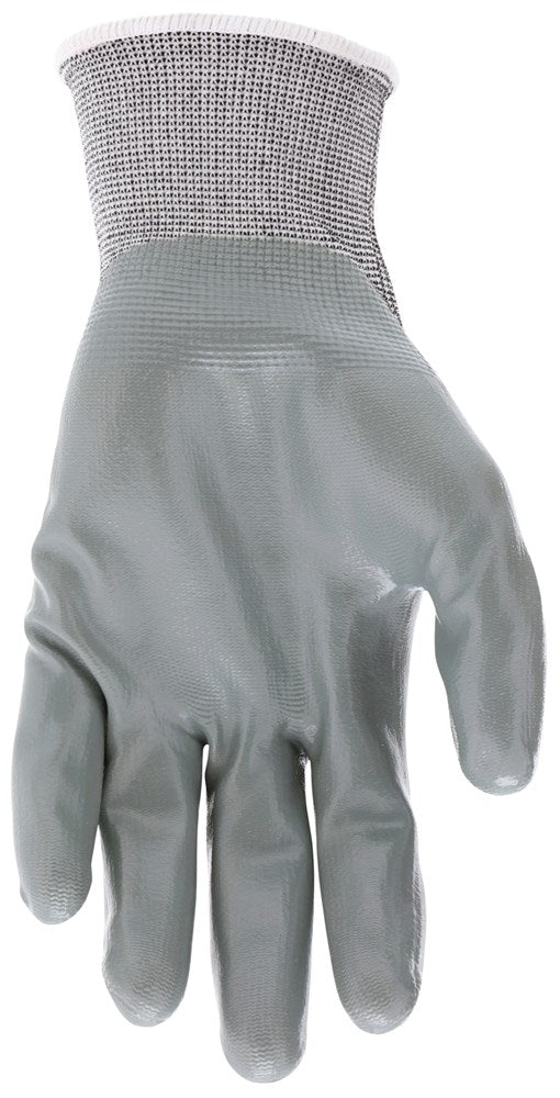 MCR Safety 9679XL MCR Safety NXG® Work Gloves 13 Gauge White Nylon Shell Gray Nitrile Coated Palm and Fingertips (1 DZ)