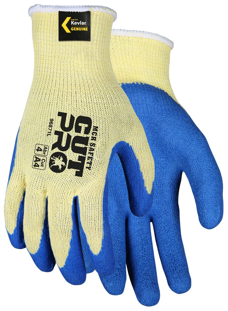 MCR Safety 96871M MCR Safety Cut Pro® 10-Gauge Kevlar® Shell Cut-Resistant Work Gloves Blue Latex Palm and Fingertips (1 DZ)