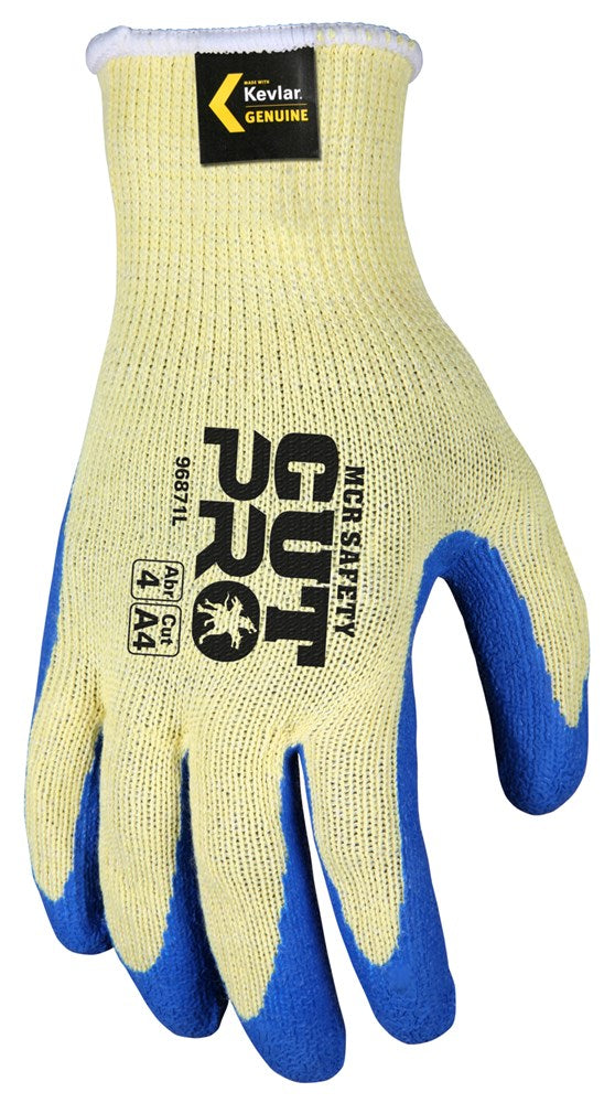 MCR Safety 96871XL MCR Safety Cut Pro® 10-Gauge Kevlar® Shell Cut-Resistant Work Gloves Blue Latex Palm and Fingertips (1 DZ)
