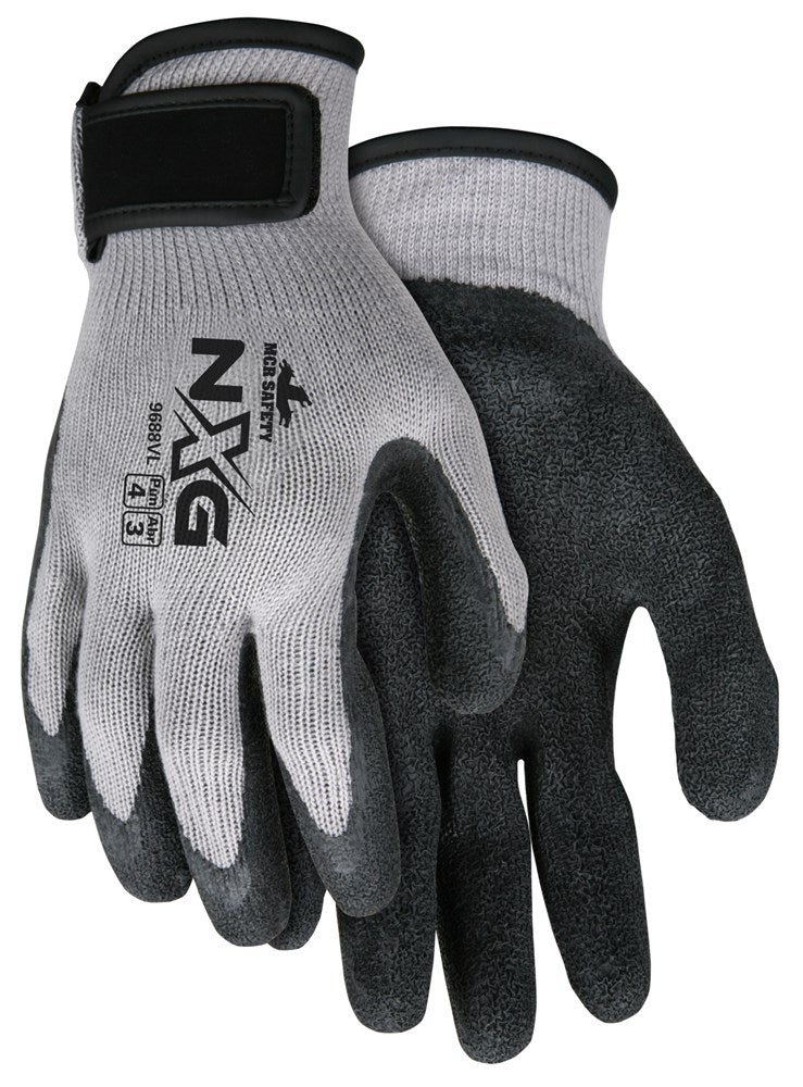 MCR Safety 9688VS MCR Safety NXG® Work Gloves 10 Gauge Cotton Polyester Shell Latex Coated Palm and Fingertips Adjustable Hook and Loop Wrist Closure (1 DZ)