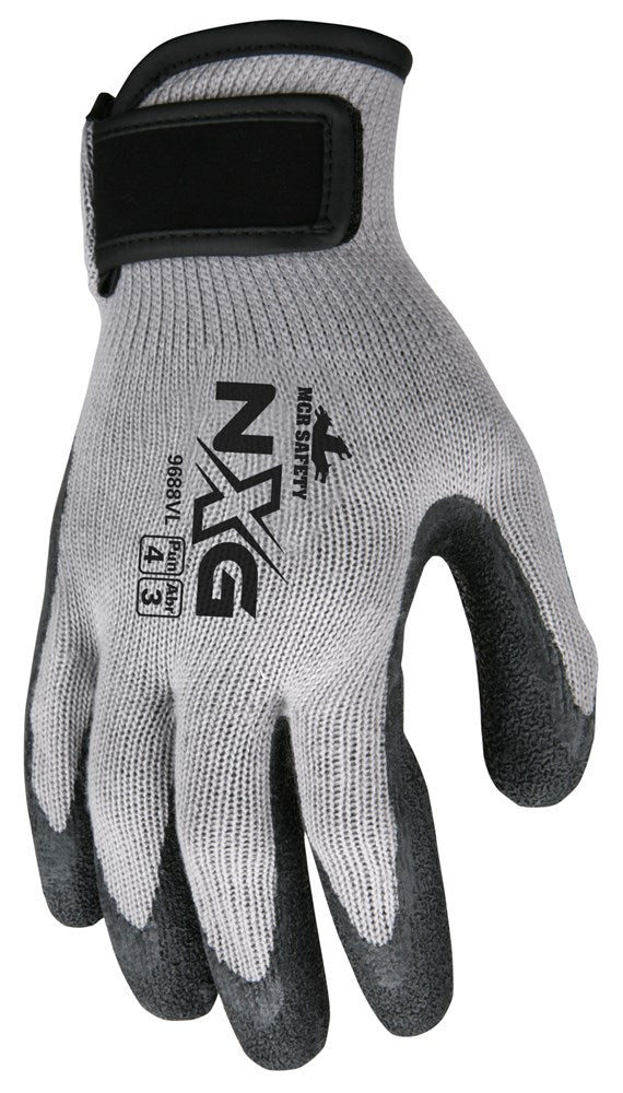 MCR Safety 9688VS MCR Safety NXG® Work Gloves 10 Gauge Cotton Polyester Shell Latex Coated Palm and Fingertips Adjustable Hook and Loop Wrist Closure (1 DZ)