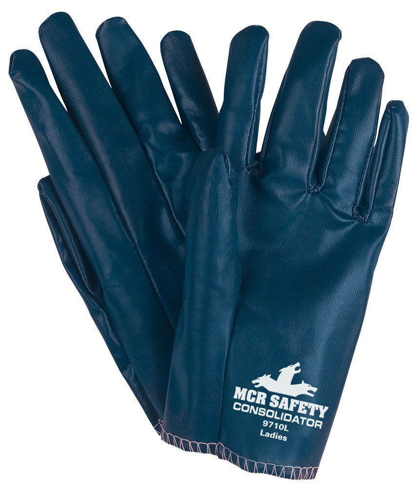 MCR Safety 9710S Consolidator® Work Gloves Premium Nitrile Cut and Sewn Comfortable Interlock Liner Clute Pattern - Ladies Sizing (1 DZ)