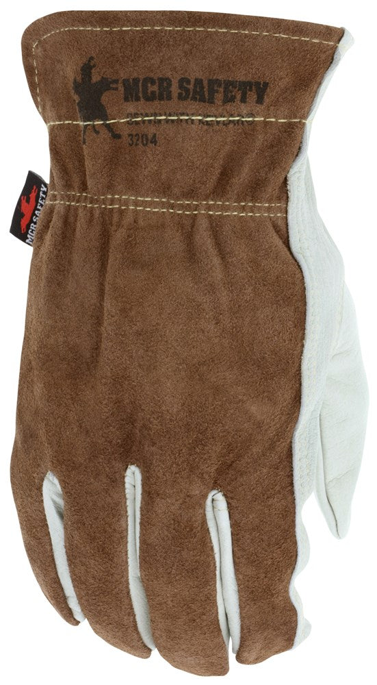 MCR Safety VP3204L Leather Drivers Work Gloves Select Grade Grain Palm, Split Back Keystone Thumb Vending Packaged Sewn with DuPont™ Kevlar® (1 Pair)