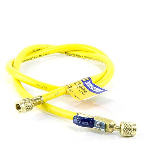 Yellow Jacket 29004 PLUS II Yellow Charging Hose, 48" Length, Compact Ball Valve, 5/16" x 5/16"