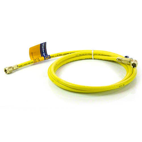 Yellow Jacket 29008 PLUS II Yellow Charging Hose, 96" Length, Compact Ball Valve, 5/16" x 5/16"