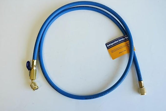 Yellow Jacket 29424 PLUS II Blue Charging Hose, 48" Length with Compact Ball Valve (1/4" x 5/16")