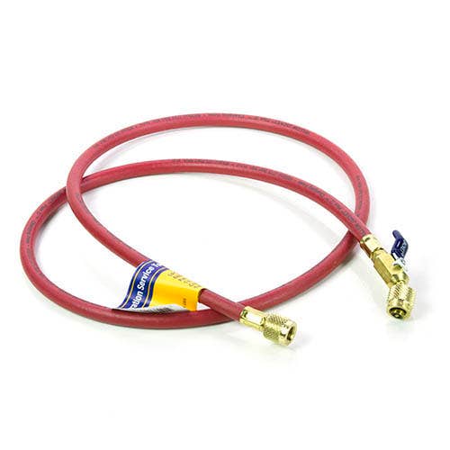 Yellow Jacket 29465 PLUS II Red Charging Hose, 60" Length with Compact Ball Valve (1/4" x 5/16")