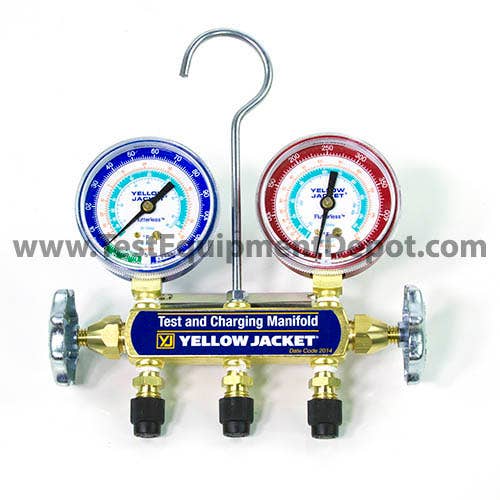 Yellow Jacket 41342 2-Valve Series 41 Test/Charging Automotive Manifold, R134a Refrigerant, Gauges (No Hoses)