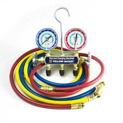 Yellow Jacket 41343 Automotive Manifold, R134A Refrigerant, Fittings/Hose Anchors (60" Hose)