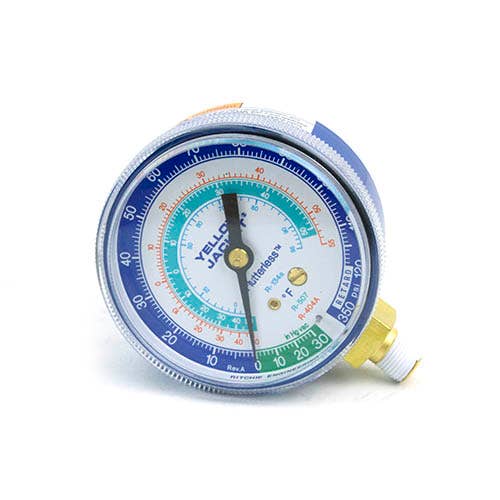 Yellow Jacket 49052 2-1/2" Class B Compound Gauge, Blue Â°F, 30"-0-120 psi, 1/8" NPT Male connection, R-134A/404A/507