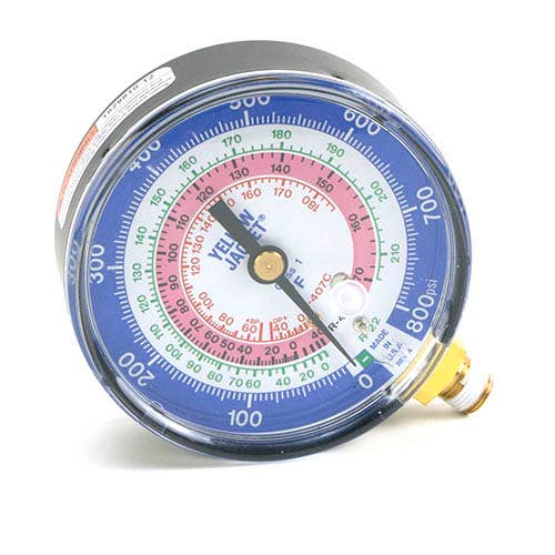 Yellow Jacket 49134 3-1/8" Heat Pump Replacement Low Side Gauge, Blue Â°F, 0-800 psi, 1/8" NPT Male connection, R-22/407C/410A