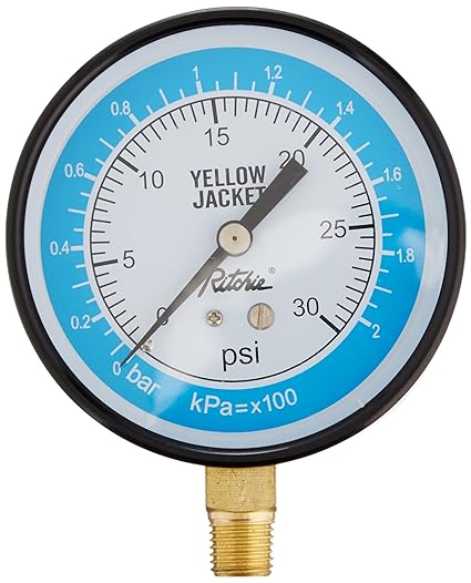 Yellow Jacket 49421 3-1/2" Class B Gauge, 0-30 psi, 1/4" Male Lower