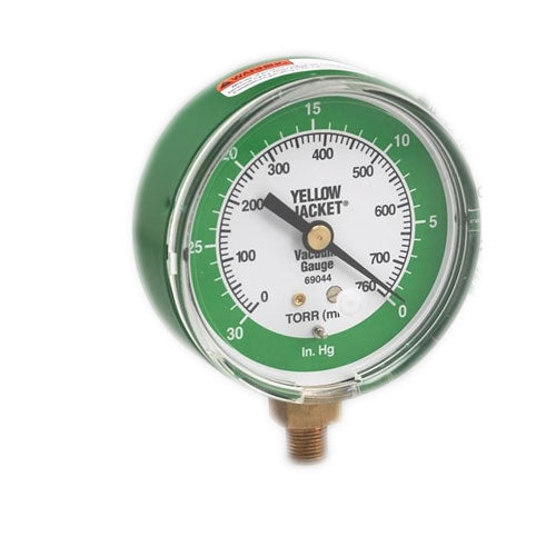 Yellow Jacket 69044 3 1/8" Vacuum gauge 0-30 inHg/760-0 Torr (mm)