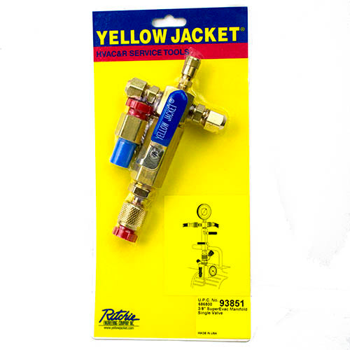 Yellow Jacket 93851 Single valve with 1/4" Schrader mount with 3/8" Female flare