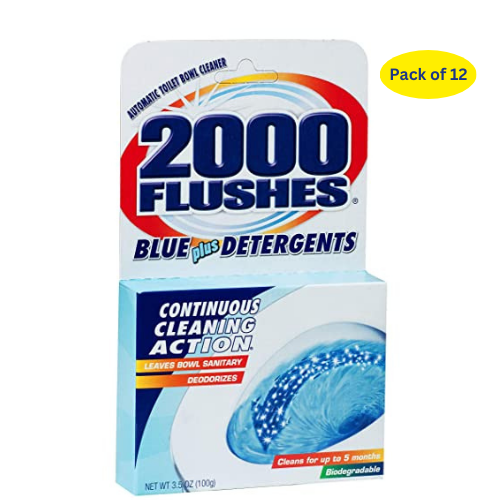 2000 Flushes 201020 Blue Plus Detergents Automatic Bathroom Toilet Bowl Cleaner 12PK