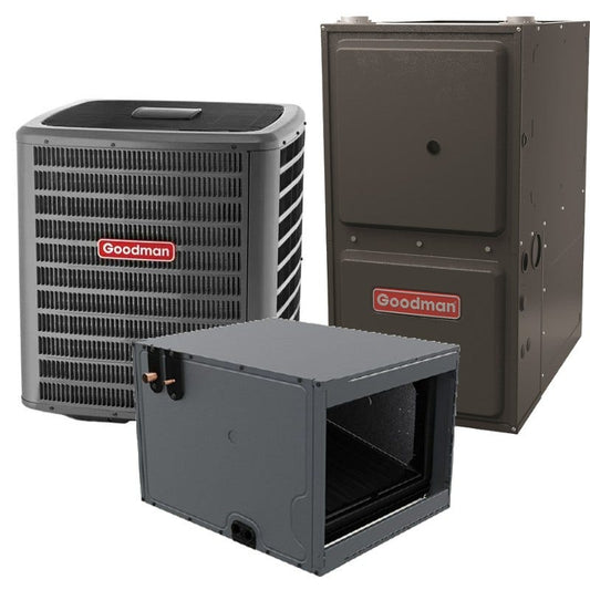 Goodman2 Ton 16.5 SEER2 96% AFUE 40,000 BTU Goodman Gas Furnace and Air Conditioner System - Horizontal (GSXC-CHPT-GCVC)