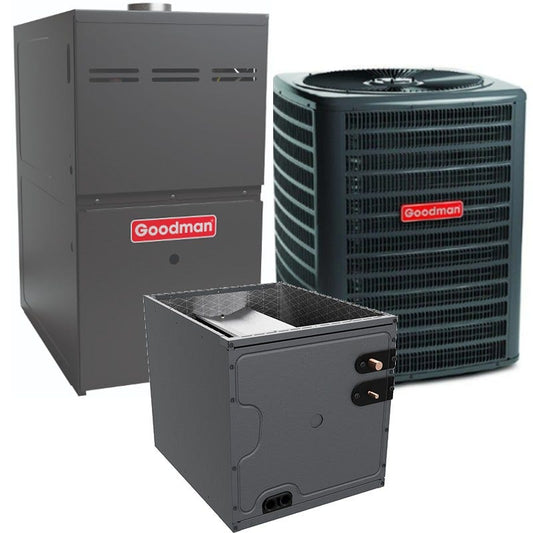 Goodman 1.5 Ton 15.2 SEER2 80% AFUE 60,000 BTU Goodman Gas Furnace and Air Conditioner System - Upflow  (GSXH5-CAPTA1-GMVC8)