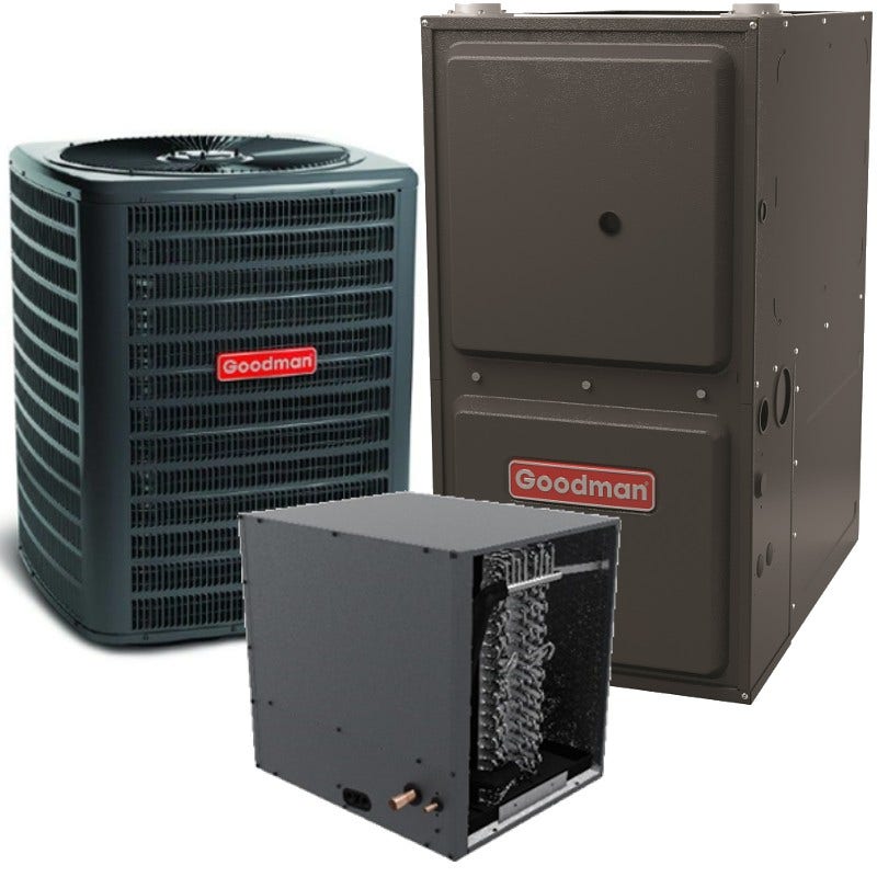 Goodman3 Ton 15.2 SEER2 96% AFUE 100,000 BTU Goodman Gas Furnace and Air Conditioner System - Horizontal (GSXH-CHPT4-GC9C)