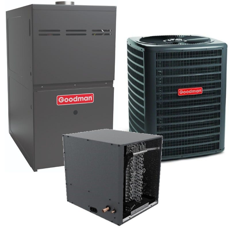 Goodman 3 Ton 15.2 SEER2 80% AFUE 80,000 BTU Goodman Gas Furnace and Air Conditioner System - Horizontal  (GSXH-CHPT48-GM9C8)