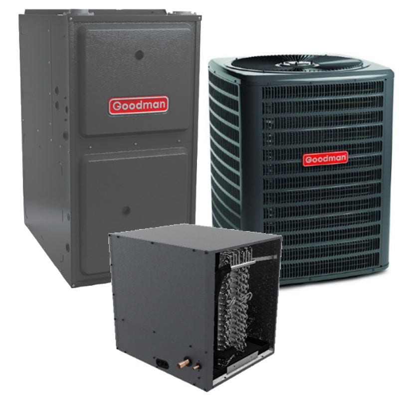 Goodman3 Ton 15.2 SEER2 96% AFUE 80,000 BTU Goodman Gas Furnace and Air Conditioner System - Horizontal (GSXH-CHPT-GM9C9)