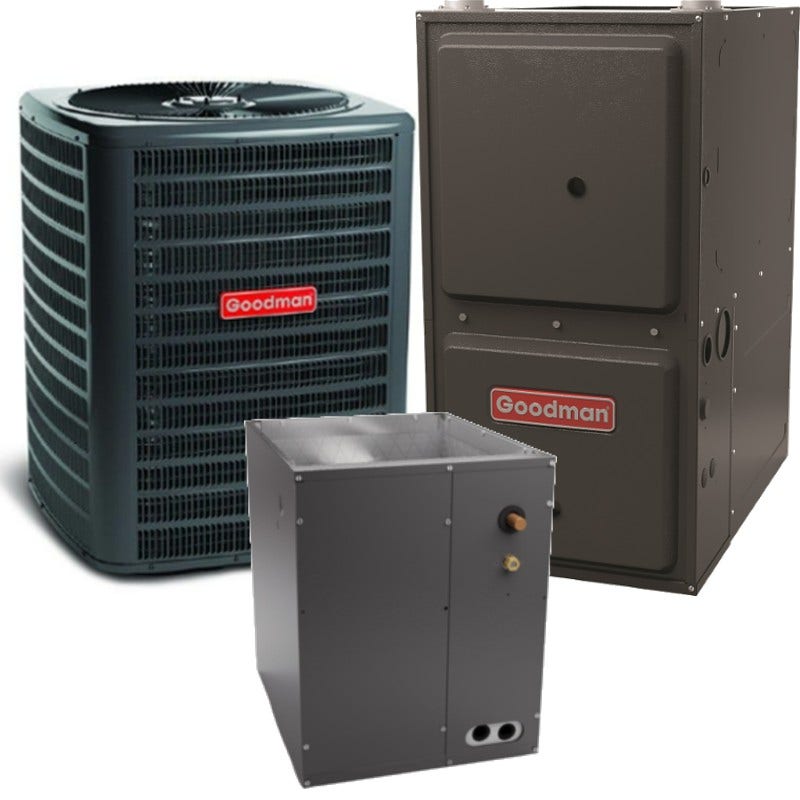 Goodman3.5 Ton 15.2 SEER2 96% AFUE 80,000 BTU Goodman Gas Furnace and Air Conditioner System - Downflow (GSXH-CAPT4-GC9S)