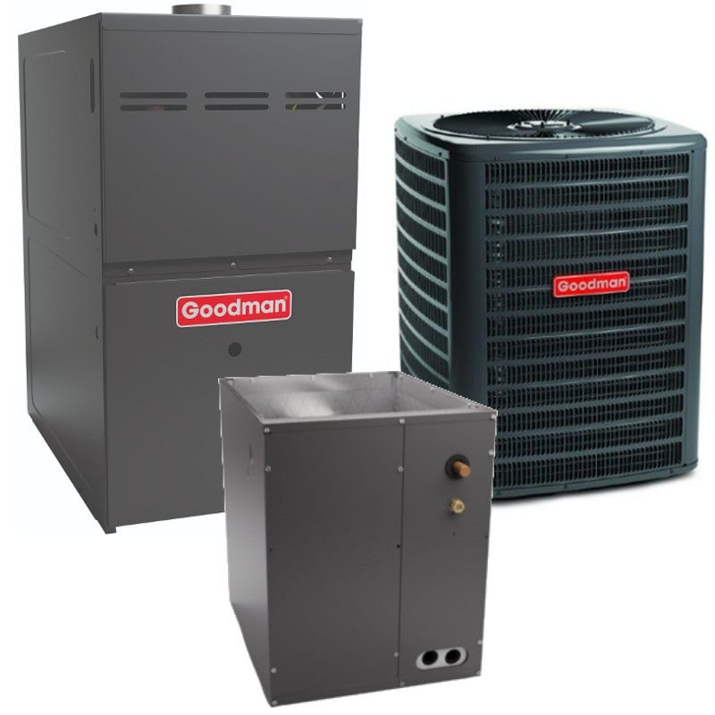 Goodman3.5 Ton 15.2 SEER2 80% AFUE 80,000 BTU Goodman Gas Furnace and Air Conditioner System - Upflow (GSXH5-CAPT-GM9C)