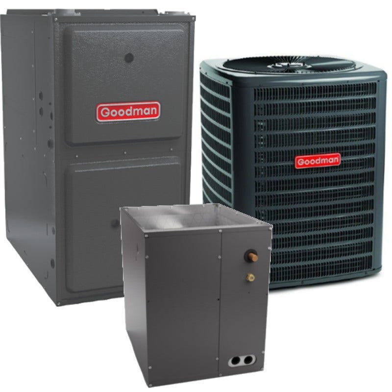 Goodman3.5 Ton 15.2 SEER2 92% AFUE 100,000 BTU Goodman Gas Furnace and Air Conditioner System - Upflow (GSXH-CAPT4-GM9S)