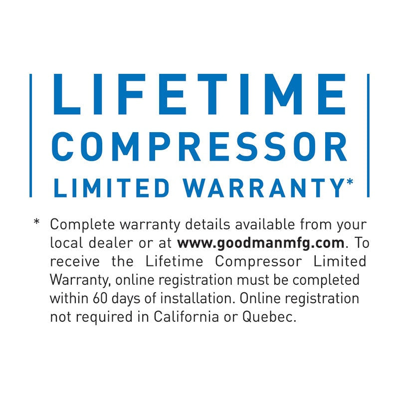 Goodman 2 Ton 17 SEER2 Two Stage Goodman Heat Pump Variable Speed Air Conditioner System - Upflow (GSZC-CAPT-MBVC)